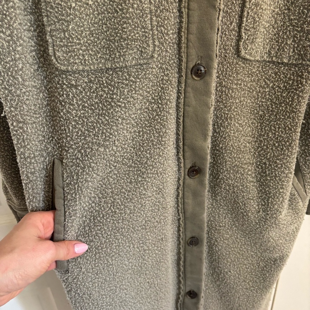 Free People Long Ruby Jacket Size XS Dirty Olive Green Fleece - Picture 9 of 15